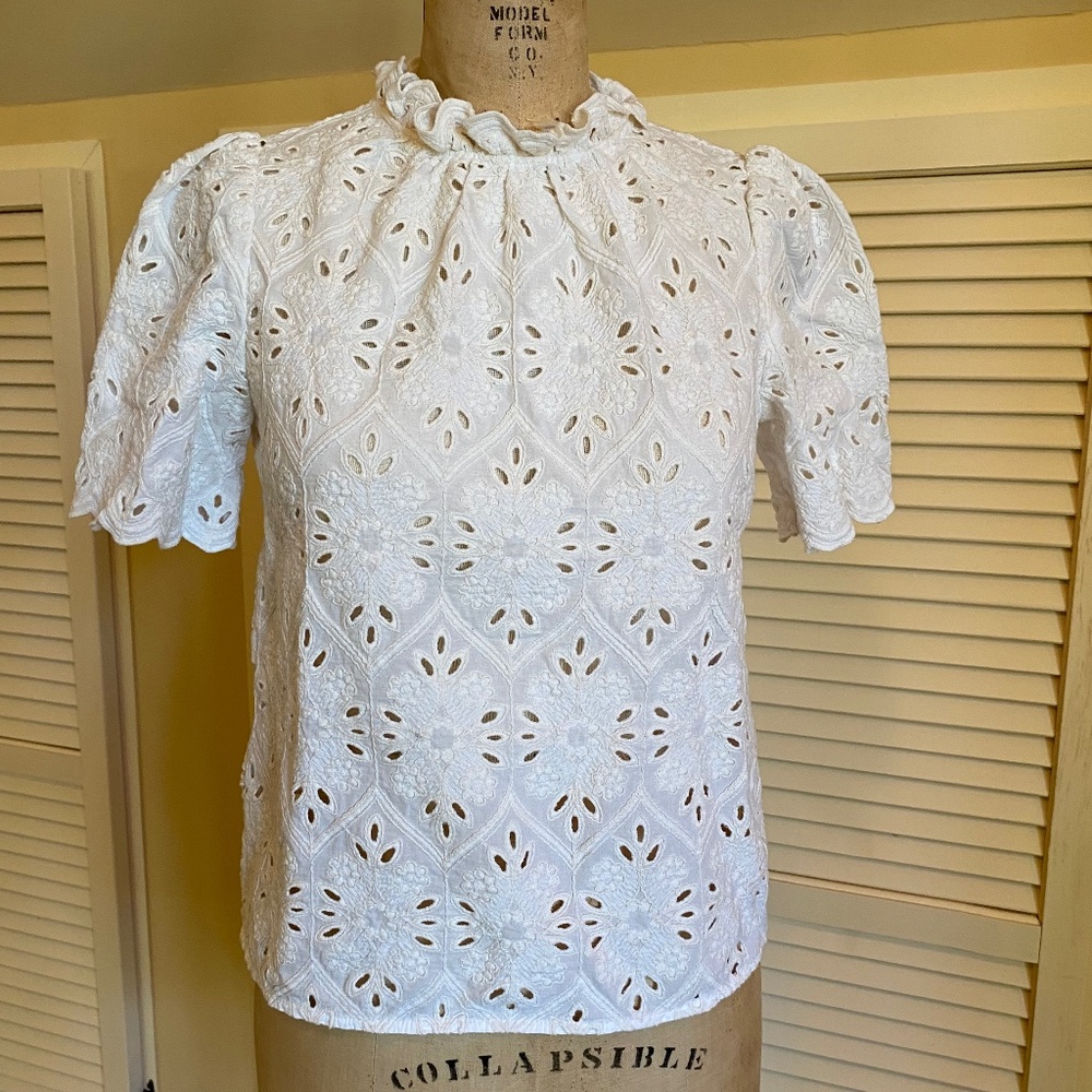 Sezane Louisah Blouse Top in Ecru 34 2